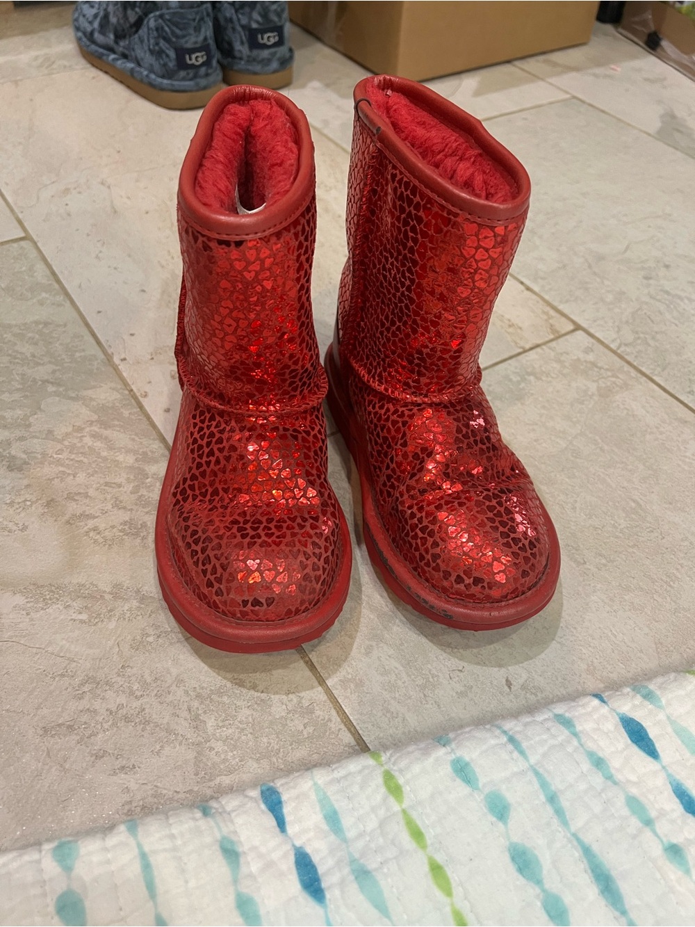 Ugg boots toddler size 13 Red Sequin heart Boots